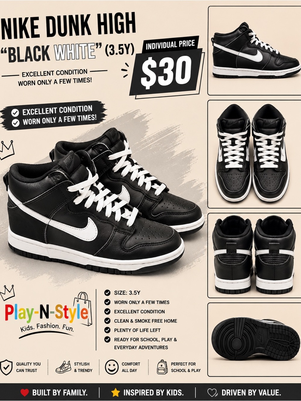 Nike Black and White High-Top Sneakers